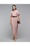 Solid Shirt Dress with Classic Collar and Short Sleeves