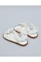 Girls White Appliqued Ankle Strap Flat Sandals - 5
