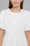 Lace Fit & Flare Dress with Crew Neck and Puff Sleeves - 6