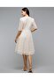 Embroidered Midi Dress with V-Neck and Short Sleeves - 4