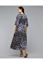 Patterned Maxi Dress with V-Neck and Flutter Sleeves - 4