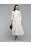 Schiffli Shirt Dress with Classic Collar and 3/4 Sleeves