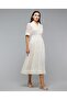 Embroidered Shirt Dress with Revere Collar and Short Sleeves - 3