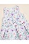 Printed Bow Detail Sleeveless A-Line Dress with Crew Neck - 3