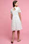 Lace Fit & Flare Dress with Crew Neck and Short Sleeves - 5