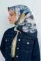 Tivil Pure Silk Scarf 9503 - 82 Navy Blue Floral Pattern