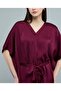Belted Midi Dress with V-Neck and Kaftan Sleeves - 6