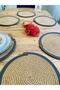 Jute, Wicker, Decorative Dining Table Set, Subla Set, American Service, Bohemian Style, 6'Subla 6-Piece - 3