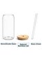 600ml Borosilicate Presentation Cup with Bamboo Lid and Straw, Coffee Cup, Heat Resistant Cup Coollime - 2