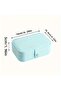 Luxury Rectangular Jewelry Box 3 Compartments Jewelry Organizer Ring Earring Necklace Travel Organizer Blue - 2