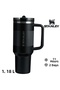The Quencher Protour Flip Straw Tumbler Thermos with Straw 1.18 Lt Flask with Straw Black