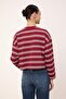 Wardrobe Essentials-Bordo Çizgili Relaxed/Rahat Kalıp Örme T-Shirt TWOSS26TS00019 - 4