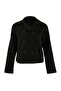 Siyah Kruvaze Oversize Kısa Trençkot TWOAW26TR00020 - 5