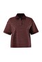 Bordo Çizgili Oversize Kalıp Polo Yaka Dokuma Detaylı Tok İnterlok Örme T-Shirt TWOSS26TS00030 - 5