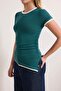 Petrol Fitted/Body-Fitting Short Sleeve Ribbed Soft Knitted T-Shirt Twoss26Ts00056 - 3