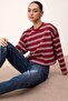 Wardrobe Essentials-Bordo Çizgili Relaxed/Rahat Kalıp Örme T-Shirt TWOSS26TS00019 - 2