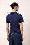 Wardrobe Essentials-Lacivert Regular/Normal Kalıp Dikiş Detaylı %100 Pamuk Örme Bluz TWOSS26BZ00043 - 4