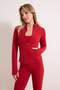Kırmızı Fırçalı Soft Kumaş Baş Parmak Delikli Örme Spor Ceket THMAW26SK00012