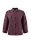 Bordo-Çok Renkli Ekose/Kareli Geniş Manşetli Kolu Katlanabilir Oversize Gömlek TBBSS26AX00011 - 5