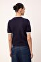Wardrobe Essentials Lacivert Premium İplik Renk Bloklu Bisiklet Yaka Triko Bluz TWOSS26BZ00133 - 4