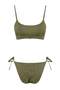 Haki Dokulu Bralette Kaplı Brazilian Düşük Bel Bikini Takımı TBESS26BT00024 - 6