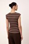 Wardrobe Essentials-Brown Striped Fitted/Soft Knitted Blouse Twoss26Bz00108 - 4