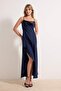 Lacivert Degaje Yaka Slip Maxi Elbise TPRSS26EL00035 - 8