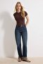 Mavi Paça Katlamalı Yüksek Bel %100 Pamuk Straight Jeans TWOSS26JE00009 - 2