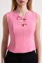 Pembe Fiyonk Detaylı  Dokuma Bluz TWOSS26BZ00410 - 5