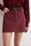 Bordo Kemer Detaylı Mini %100 Pamuk Denim Etek TWOSS26ET00005 - 5