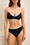 Siyah Renk Bloklu Biyeli Bralette Kaplı Yüksek Bel Regular Bikini Takımı TBESS26BT00001 - 3