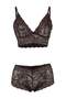 Kahverengi 3'lü Tül Dantel Detaylı Kapsız Örme Sabahlık+İç Çamaşırı Takımı THMAW26CC00013 - 4