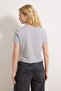 Gri Melanj-Siyah 2'li Paket %100 Pamuk Crop Bisiklet Yaka Örme T-Shirt TWOSS20TS1480 - 4