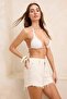 Beige Denim Beach Mini High Waist Shorts & Bermuda Tbess22Sr0395 - 2