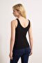 Black Regular V-Neck Thick Strap Sleeveless Ribbed Stretchy Knitted Tank Top Twoss26Al00027 - 4