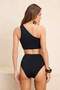 Siyah Mesh Detaylı Tek Omuz Kaplı Bikini Üstü TBESS26BU00005 - 4