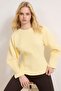 Light Yellow Thick Unbrushed Fitted Crew Neck Knitted Sweatshirt TWOAW26SW00068 - 2