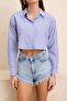 Striped Woven Backless Beach Crop Shirt Tbess24Go00012 - 3