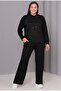 Women's Plus Size Black, Stone Detailed, Hooded Tracksuit Set 65N39139 - 3