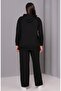 Women's Plus Size Black, Stone Detailed, Hooded Tracksuit Set 65N39139 - 5