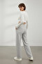 Grey High-Waisted Front Trimmed Wide Leg Double Pocket Sweatpants ALC-X7957 - 4