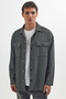 Men's Relax Fit Relax Cut Double Pocket Knitted Black Apache Lapel Shirt - 5