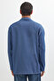 Men's Relax Fit Relaxed Cut Double Pocket Knitted Indigo Apaş Collar Shirt - 7