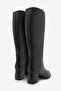 Women's Pointed Toe Bellows Zipperless Thick Heeled Boots Aluta Black - 6