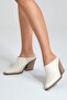 Vendy Women's Genuine Leather Western Slippers Beige - 2