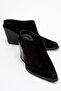 Vendy women's genuine leather western slippers black suede