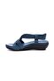 Mintha Genuine Leather Women's Sandals Blue - 5