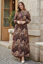 Patterned Belted Dress Brown 4830 - 3