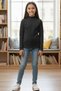 Girls Boys Unisex Children's Anthracite Color Seasonal Winter Half Throat Long Sleeve Badi - 2