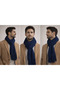 Men's Scarf Knitwear with Tassels Navy Blue - Winter Warm - 3